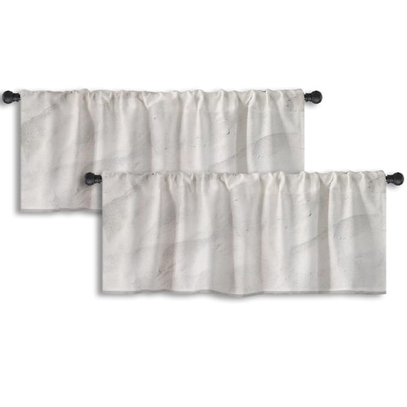 LALILO Kitchen Curtain Valance Sand Beach Sand White Rod Pocket Window Curtain 52"x 18" Set of 2