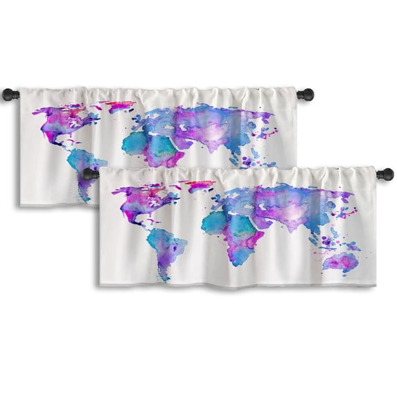 LALILO Kitchen Curtain Valance Scary Halloween Autumn Card Rod Pocket Window Curtain 52"x 18" Set of 2