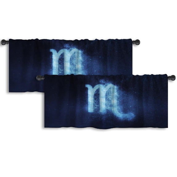 LALILO Kitchen Curtain Valance Scorpio Zodiac Sign Night Sky Rod Pocket Window Curtain 52"x 18" Set of 2