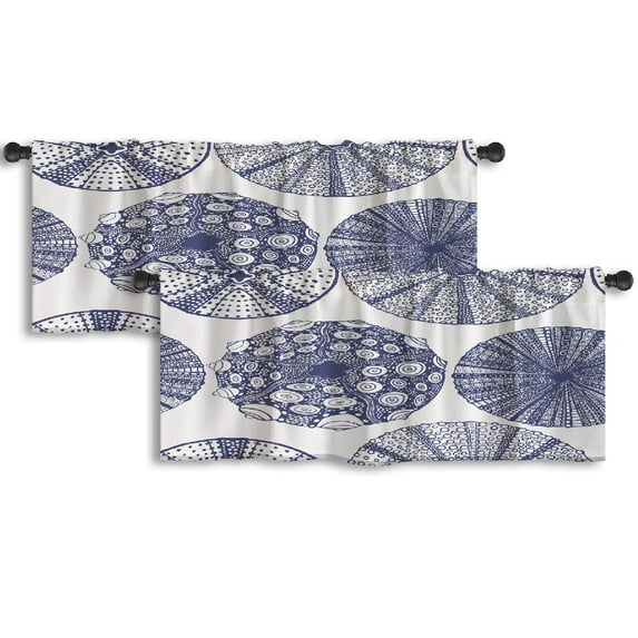LALILO Kitchen Curtain Valance Sea Animal Surface Sea Animal Rod Pocket Window Curtain 52"x 18" Set of 2