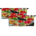 thumbnail image 1 of LALILO Kitchen Curtain Valance Colorful Tropical Flower Plant Rod Pocket Window Curtain 52"x 18" Set of 2, 1 of 7