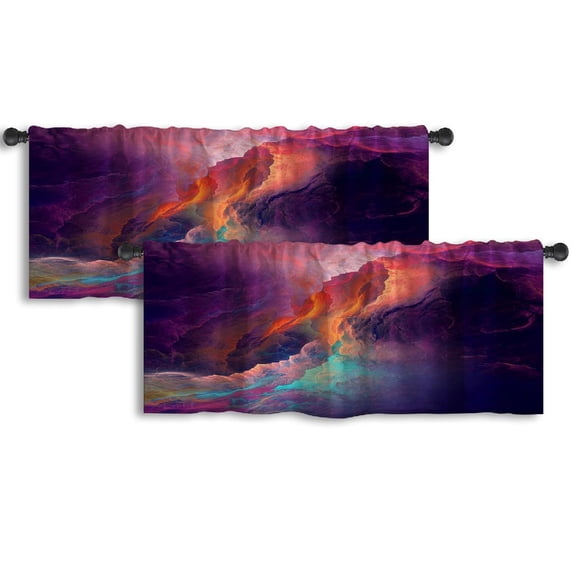 LALILO Kitchen Curtain Valance Series Fancy Fractal Rod Pocket Window Curtain 52"x 18" Set of 2