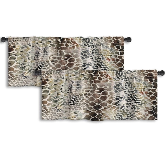 LALILO Kitchen Curtain Valance Snake Animal Skin Leopard Rod Pocket Window Curtain 52"x 18" Set of 2