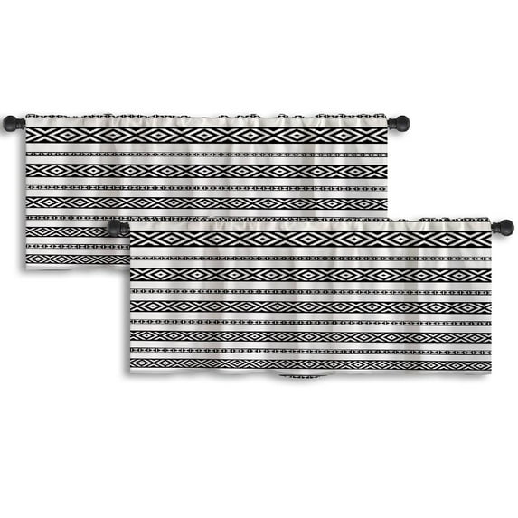 LALILO Kitchen Curtain Valance Soft Color Blue Wave 2018 Art Rod Pocket Window Curtain 52"x 18" Set of 2