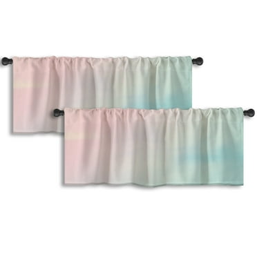 LALILO Kitchen Curtain Valance Soft Gradient Pastel Rod Pocket Window Curtain 52"x 18" Set of 2