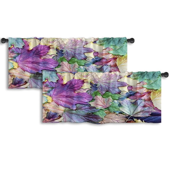 LALILO Kitchen Curtain Valance Special Autumn Leaves Nature Rod Pocket Window Curtain 52"x 18" Set of 2