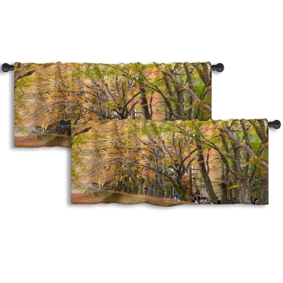 LALILO Kitchen Curtain Valance Spring Bouquet Floral Color Rod Pocket Window Curtain 52"x 18" Set of 2