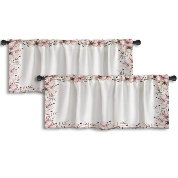 LALILO Kitchen Curtain Valance Spring Easter Rod Pocket Window Curtain 52"x 18" Set of 2