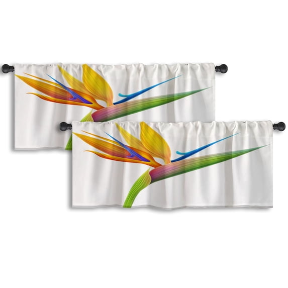 LALILO Kitchen Curtain Valance Spring Time Rod Pocket Window Curtain 52"x 18" Set of 2