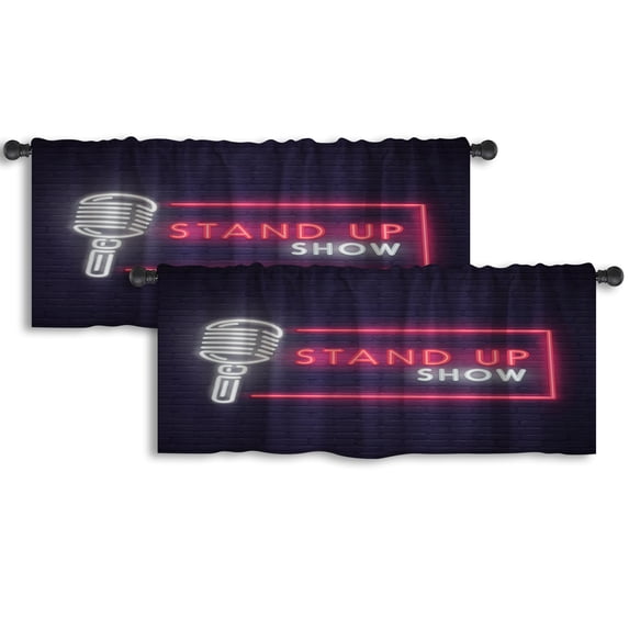 LALILO Kitchen Curtain Valance Stand Neon Sign Rod Pocket Window Curtain 52"x 18" Set of 2