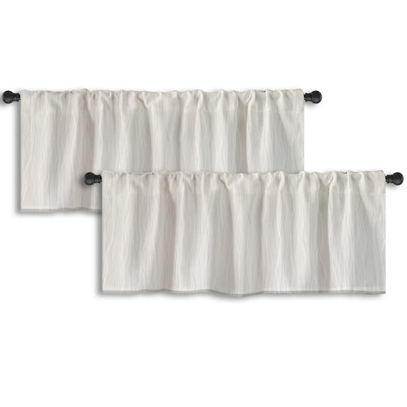 LALILO Kitchen Curtain Valance Subtle Modern Beige Rod Pocket Window Curtain 52"x 18" Set of 2