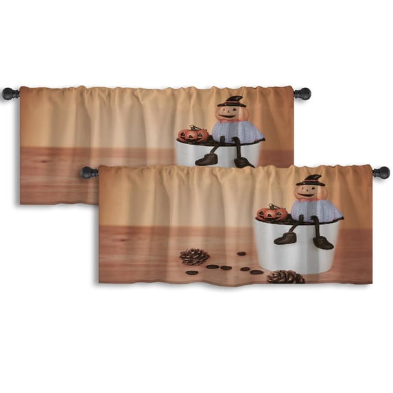 LALILO Kitchen Curtain Valance Summer Wooden Sign Tropical Rod Pocket Window Curtain 52"x 18" Set of 2