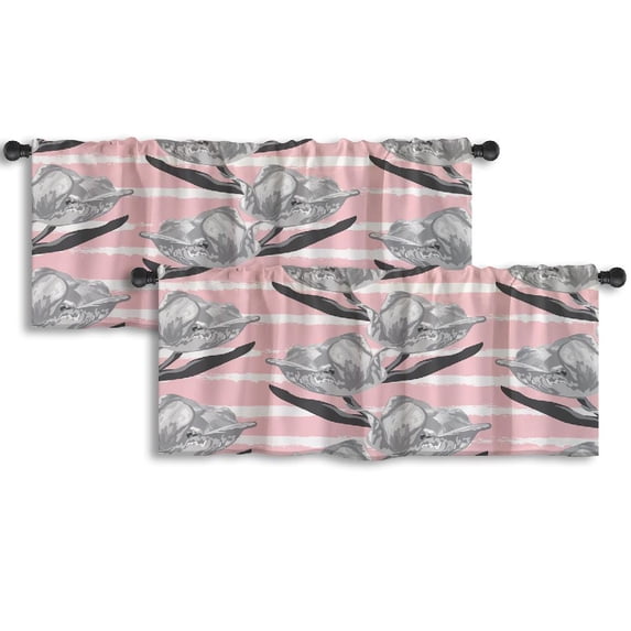 LALILO Kitchen Curtain Valance Sunset Mountain Lake Landscape Rod Pocket Window Curtain 52"x 18" Set of 2