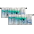 thumbnail image 1 of LALILO Kitchen Curtain Valance Surfer Stand Board Ocean Rod Pocket Window Curtain 52"x 18" Set of 2, 1 of 5