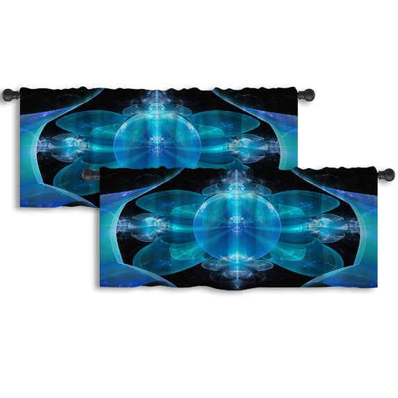 LALILO Kitchen Curtain Valance Surreal Sacred Geometry Rod Pocket Window Curtain 52"x 18" Set of 2