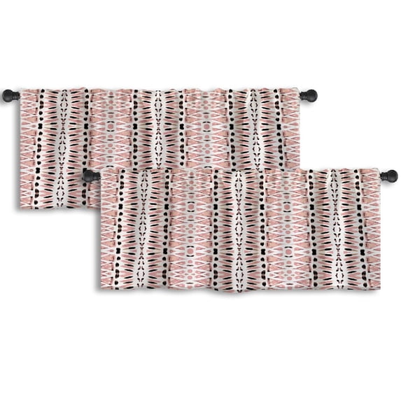 LALILO Kitchen Curtain Valance Tie Dye Boho Ink Japanese Rod Pocket Window Curtain 52"x 18" Set of 2