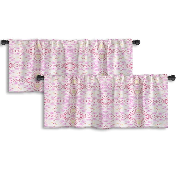 LALILO Kitchen Curtain Valance Tie Dye Colorful Boho Ink Rod Pocket Window Curtain 52"x 18" Set of 2