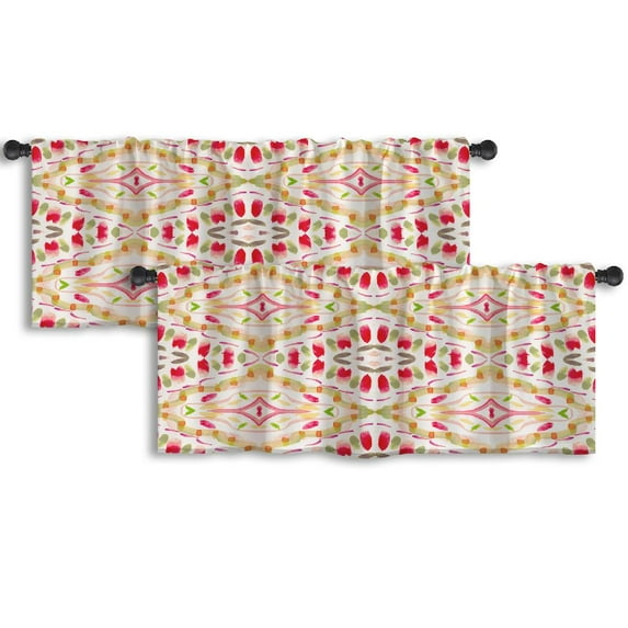 LALILO Kitchen Curtain Valance Tie Dye Colorful Boho Ink Rod Pocket Window Curtain 52"x 18" Set of 2