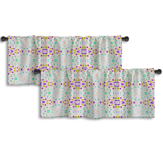 LALILO Kitchen Curtain Valance Tie Dye Colorful Boho Ink Rod Pocket Window Curtain 52"x 18" Set of 2