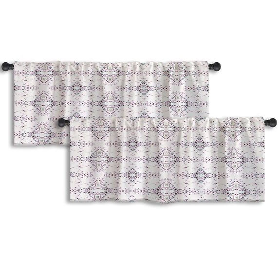 LALILO Kitchen Curtain Valance Tie Dye Colorful Boho Ink Rod Pocket Window Curtain 52"x 18" Set of 2