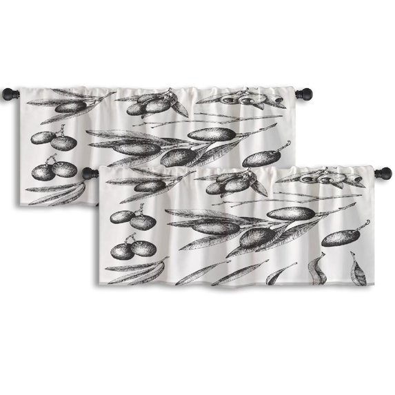 LALILO Kitchen Curtain Valance Tie Dye Indigo Boho Ink Rod Pocket Window Curtain 52"x 18" Set of 2