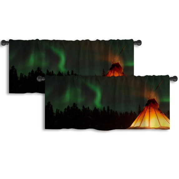 LALILO Kitchen Curtain Valance Traditional Native North With Rod Pocket Window Curtain 52"x 18" Set of 2