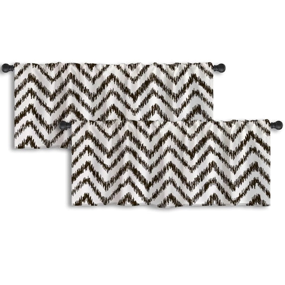 LALILO Kitchen Curtain Valance Tribal Ethnic Black Rod Pocket Window Curtain 52"x 18" Set of 2