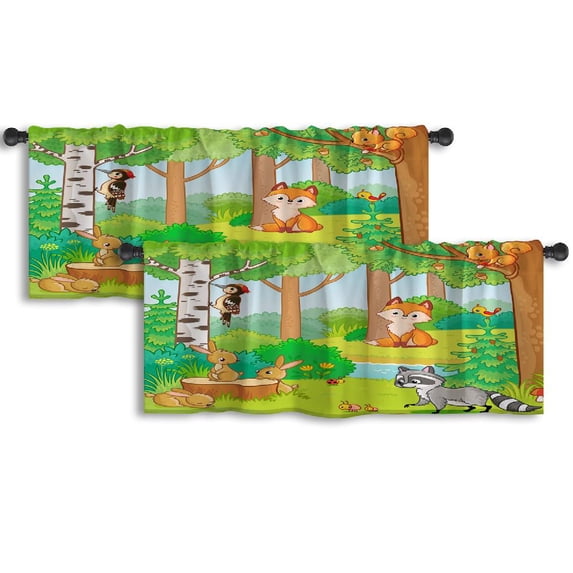 LALILO Kitchen Curtain Valance Trick Treat Lettering With Rod Pocket Window Curtain 52"x 18" Set of 2