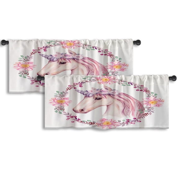 LALILO Kitchen Curtain Valance Tropical Rain Forest Jungle Rod Pocket Window Curtain 52"x 18" Set of 2