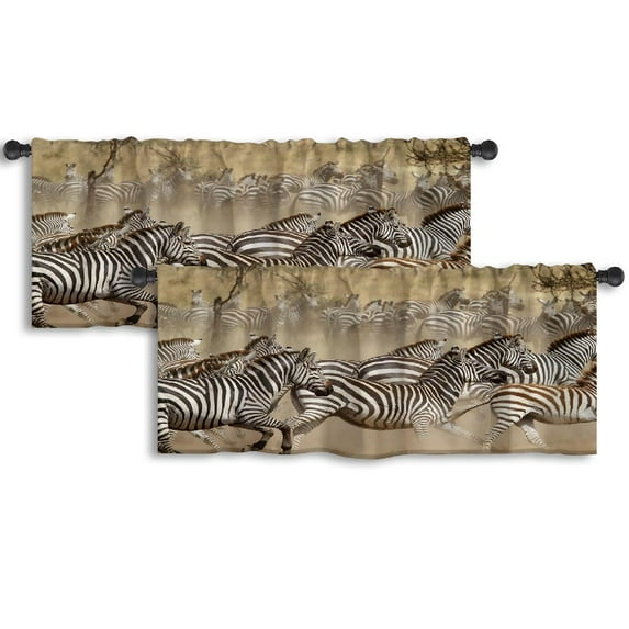 LALILO Kitchen Curtain Valance Tropical Summer Minimal Rod Pocket Window Curtain 52"x 18" Set of 2