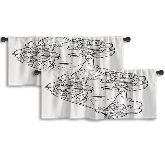 LALILO Kitchen Curtain Valance Turkey Travel Map And Turkish Rod Pocket Window Curtain 52"x 18" Set of 2