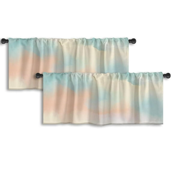 LALILO Kitchen Curtain Valance Two Ocean Ocean Adventure Aqua Rod Pocket Window Curtain 52"x 18" Set of 2