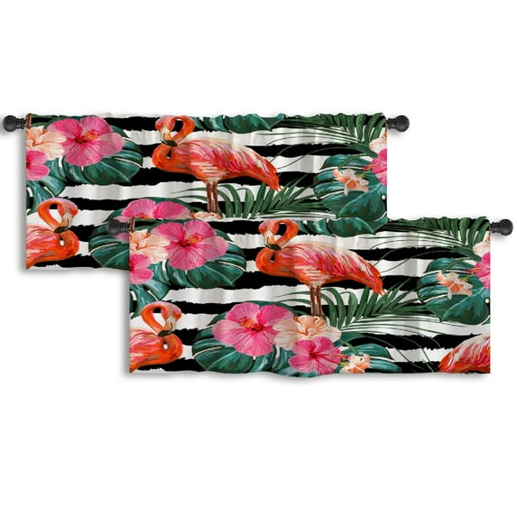 LALILO Kitchen Curtain Valance Two Wearing Traditional Rod Pocket Window Curtain 52"x 18" Set of 2