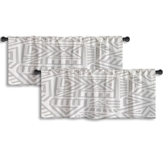 LALILO Kitchen Curtain Valance Unique Geometric Ethnic Aztec Rod Pocket Window Curtain 52"x 18" Set of 2