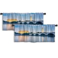 thumbnail image 1 of LALILO Kitchen Curtain Valance Unique Universe Black Blue Rod Pocket Window Curtain 52"x 18" Set of 2, 1 of 7