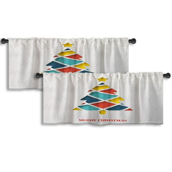 LALILO Kitchen Curtain Valance Unique Universe Blue Earth Rod Pocket Window Curtain 52"x 18" Set of 2