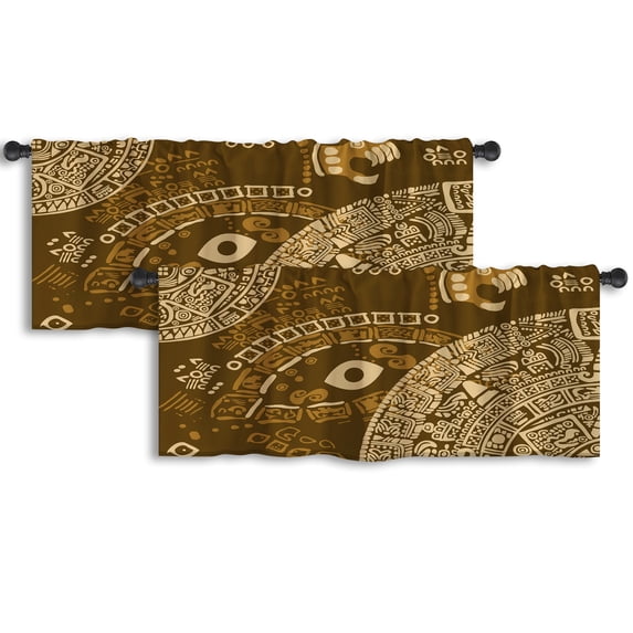 LALILO Kitchen Curtain Valance Universe Calendar Rod Pocket Window Curtain 52"x 18" Set of 2