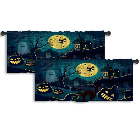 LALILO Kitchen Curtain Valance Vietnam Ancient Seaside Fishing Rod Pocket Window Curtain 52"x 18" Set of 2