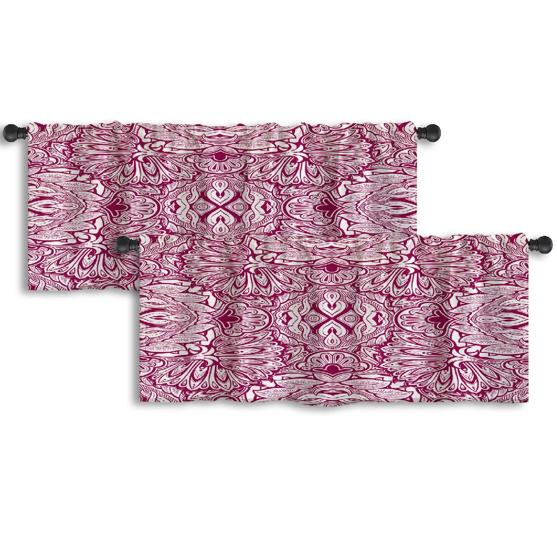 LALILO Kitchen Curtain Valance Vintage Bohemian Floral Rod Pocket ...