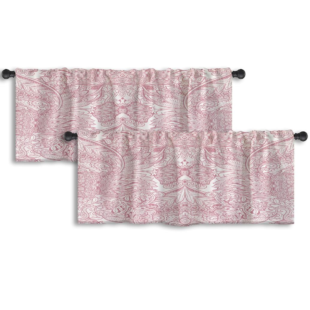 LALILO Kitchen Curtain Valance Vintage Bohemian Floral Rod Pocket Window Curtain 52"x 18" Set of ...