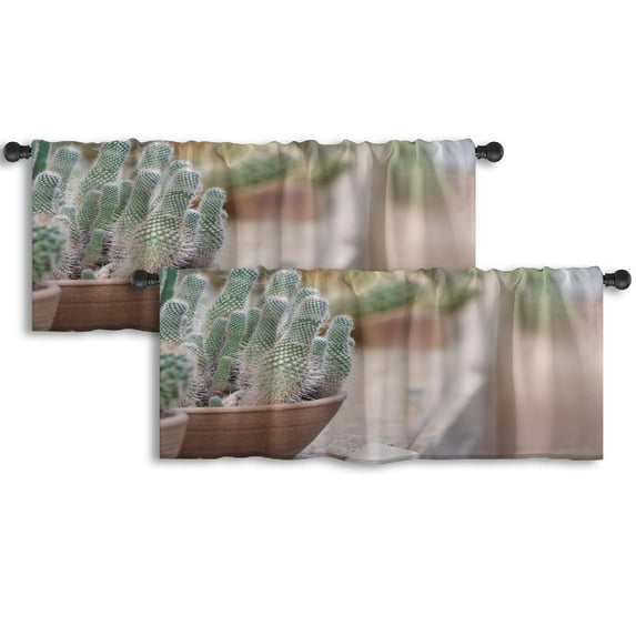 LALILO Kitchen Curtain Valance Vintage Floral Spring Flowers Rod Pocket Window Curtain 52"x 18" Set of 2