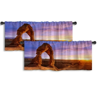 LALILO Kitchen Curtain Valance Warm Tone And Soft Rod Pocket Window Curtain 52"x 18" Set of 2