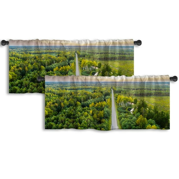 LALILO Kitchen Curtain Valance Water Color Abstraction Color Rod Pocket Window Curtain 52"x 18" Set of 2