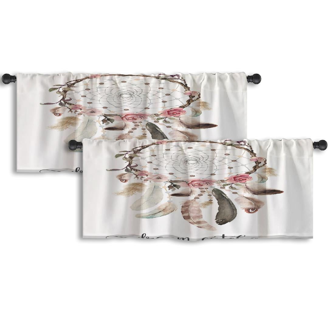 LALILO Kitchen Curtain Valance Watercolor Bohemian Rod Pocket Window ...