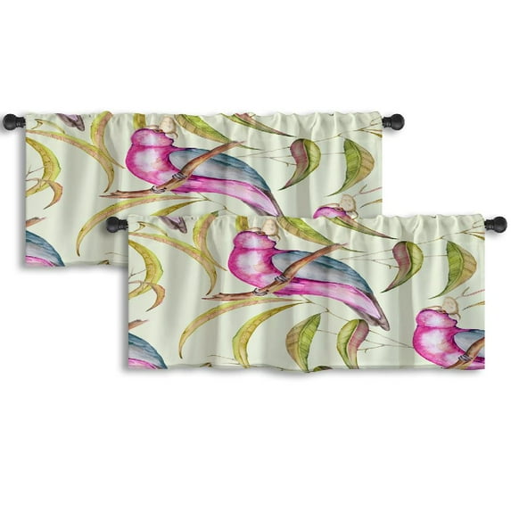 LALILO Kitchen Curtain Valance Watercolor Cactus Cactus Rod Pocket Window Curtain 52"x 18" Set of 2