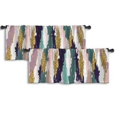 LALILO Kitchen Curtain Valance Watercolor Contemporary Green Rod Pocket Window Curtain 52"x 18" Set of 2