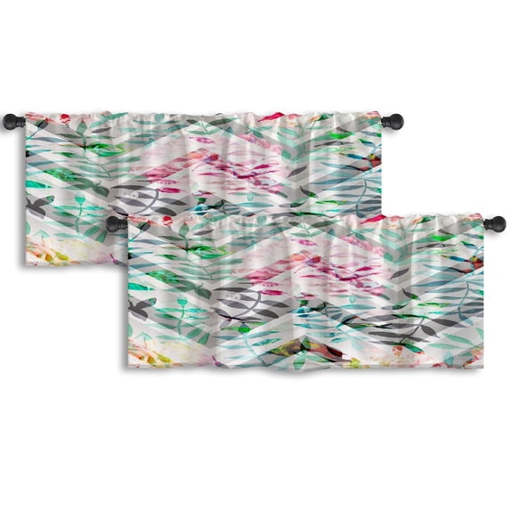 LALILO Kitchen Curtain Valance Watercolor Ethnic Tribal Rod Pocket Window Curtain 52"x 18" Set of 2