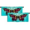 thumbnail image 1 of LALILO Kitchen Curtain Valance Beautiful Colorful Butterfly Rod Pocket Window Curtain 52"x 18" Set of 2, 1 of 7