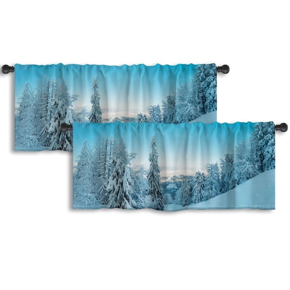 LALILO Kitchen Curtain Valance Watercolor Home Plants Rod Pocket Window Curtain 52"x 18" Set of 2