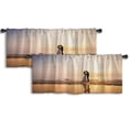 thumbnail image 1 of LALILO Kitchen Curtain Valance Watercolor Landscape With Rod Pocket Window Curtain 52"x 18" Set of 2, 1 of 7